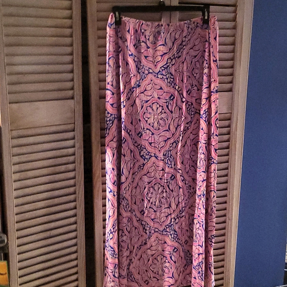 Lilly Pulitzer Pink and Navy Maxi Skirt